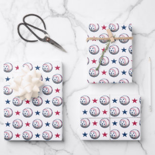 Feuille De Papier Cadeau 4 juillet baseball
