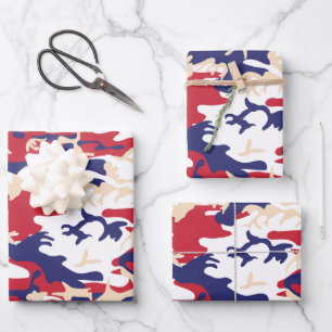 Feuille De Papier Cadeau 4 juillet, Jour de l'Indépendance, Beige camouflag