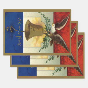 Feuille De Papier Cadeau 4 juillet vintage avec aigle et cloche de la liber