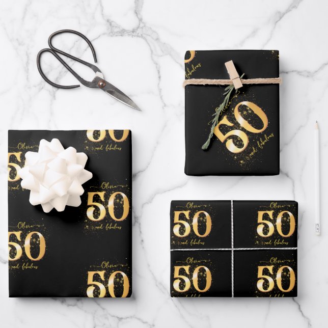 Feuille De Papier Cadeau 50 and Fabulous Custom Wrapping Paper (Recto)