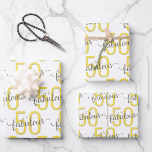 Feuille De Papier Cadeau 50 et fabuleux 50e anniversaire Gold Grey