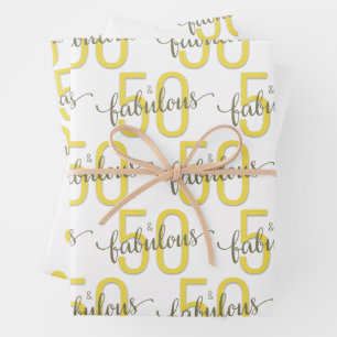 Feuille De Papier Cadeau 50 et fabuleux 50e anniversaire Gold Grey Wrapping