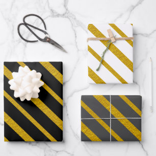 Feuille De Papier Cadeau 50 et fabuleux noir blanc gris et or