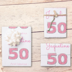 Feuille De Papier Cadeau 50e anniversaire 50 et fabuleuse Parties scintilla