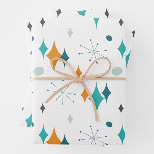 Feuille De Papier Cadeau 50e anniversaire fête Retro Mid Century N'importe  (En situation)