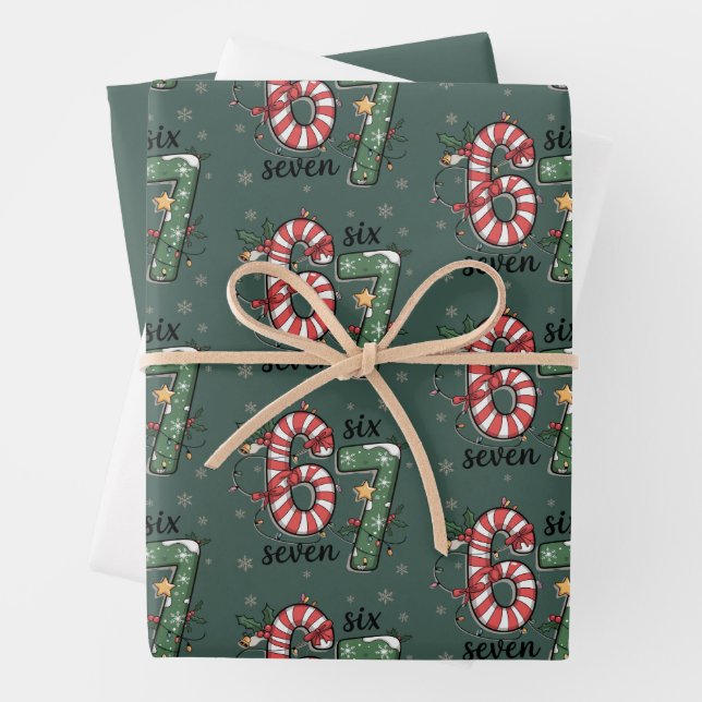 Feuille De Papier Cadeau 67 Christmas Lights Six Seven Holiday Funny Meme (En situation)