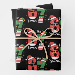 Feuille De Papier Cadeau 67 Meme Six Seven Elfe Chapeau de Noël Santa