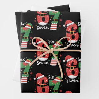 Feuille De Papier Cadeau 67 Meme Six Seven Elfe Chapeau de Noël Santa
