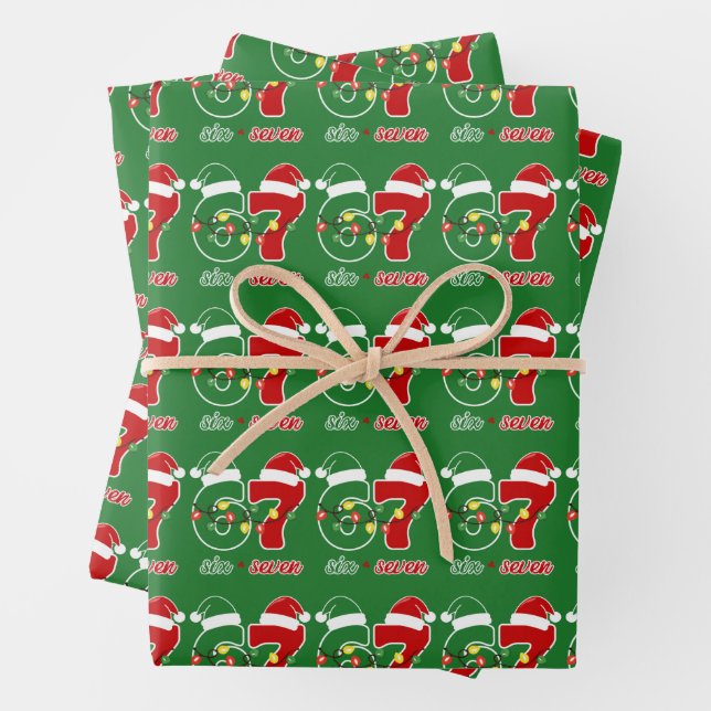 Feuille De Papier Cadeau 67 Meme Six Seven Gen Alpha Noël  (En situation)