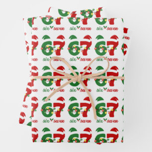 Feuille De Papier Cadeau 67 Meme Six Seven Gen Alpha Noël