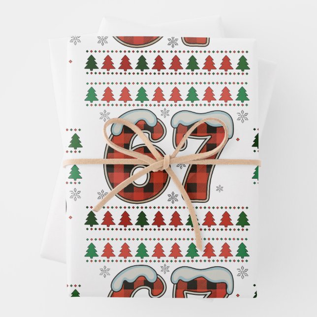 Feuille De Papier Cadeau 67 Ugly Christmas Xmas Red Buffalo Plaid Holiday (En situation)