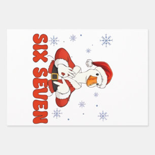 Feuille De Papier Cadeau 6 7 Six Seven Main Génération Z Alpha Oie Noël