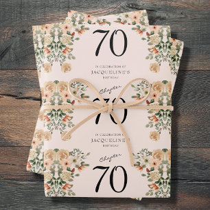 Feuille De Papier Cadeau 70e anniversaire Vintage Floral