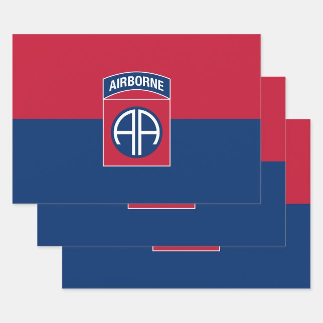 Feuille De Papier Cadeau 82e division aérienne Flag Military Vétéran (Lot)