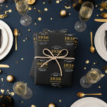 Feuille De Papier Cadeau 90th Birthday born 1936 Ajouter Nom Black Gold<br><div class="desc">Un design personnalisé de papier d'emballage pour cette fête d'anniversaire pour une personne spéciale. Ajoutez le nom à ce design vintage de style rétro noir et or pour un cadeau d'anniversaire personnalisé. Modifiez facilement le nom et l'année avec le modèle fourni. Un merveilleux cadeau d'anniversaire personnalisé. Plus de cadeaux et...</div>