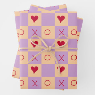 Feuille De Papier Cadeau À damiers coeur Lilac Peach XO