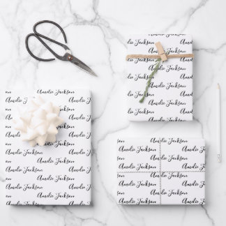 Feuille De Papier Cadeau À votre nom Écriture manuscrite moderne Blanche No