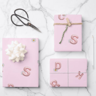 Feuille De Papier Cadeau ABC Lettre fleurie Étudiant en ballon Retour à l'é