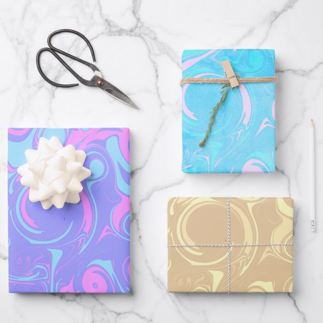 Feuille De Papier Cadeau Abstract colorful swirls  (Recto)