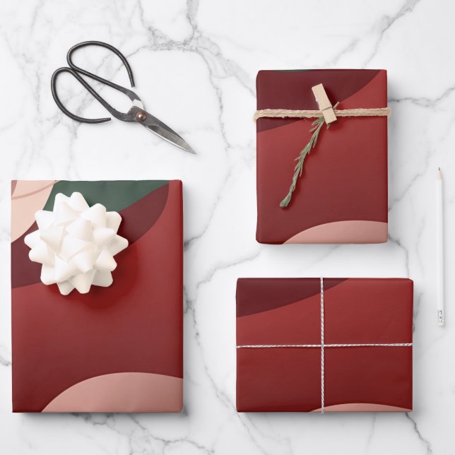 Feuille De Papier Cadeau Abstract Modern Christmas Shapes – Minimal Festive (Recto)