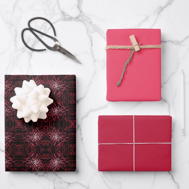 Feuille De Papier Cadeau Abstract Splatter Dots Of Pinks And Reds Pattern (Recto)