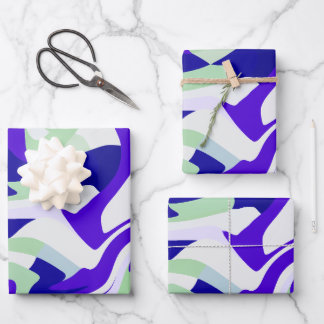 Feuille De Papier Cadeau Abstract Swirling Pattern in Cool Tones