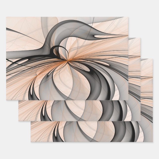 Feuille De Papier Cadeau Abstrait Anthracite Grey Sienna Art moderne fracta (Lot)