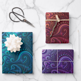 Feuille De Papier Cadeau Abstrait couleur bleu violet rouge Motif spirale