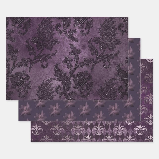 Feuille De Papier Cadeau Abstrait Floral Exotique Glamor Formel (Lot)