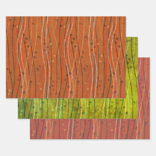 Feuille De Papier Cadeau Abstrait japonais Wavy Red Stripes