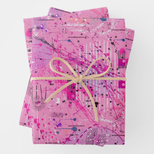 Feuille De Papier Cadeau Abstrait Maximaliste Rose : Sundae Framboise