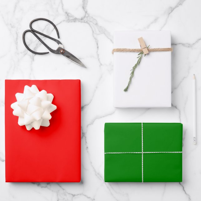 Feuille De Papier Cadeau Abstrait moderne Noël Rouge Vert Blanc (Recto)