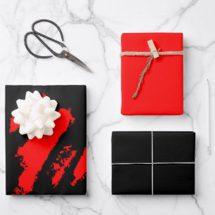 Feuille De Papier Cadeau Abstrait noir et rouge