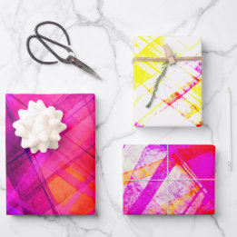 Feuille De Papier Cadeau Abstrait Ombré Carreaux Violet Orange