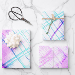 Feuille De Papier Cadeau Abstrait Ombré Carreaux Violet Turquoise Bleu