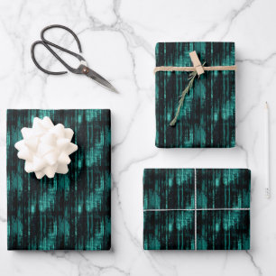 Feuille De Papier Cadeau Abstrait sarcelle et noir