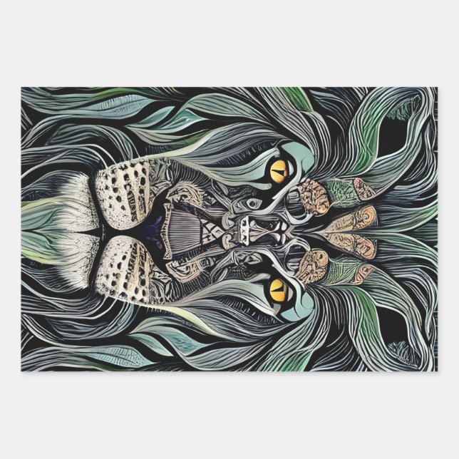 Feuille De Papier Cadeau Abstrait Shabby Chic King Lion (Devant)