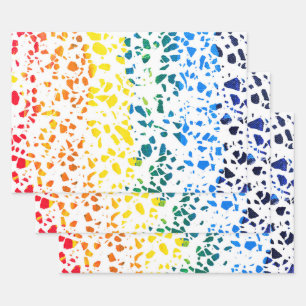 Feuille De Papier Cadeau Abstrait Terrazzo Mosaic coloré Rainbow Motif
