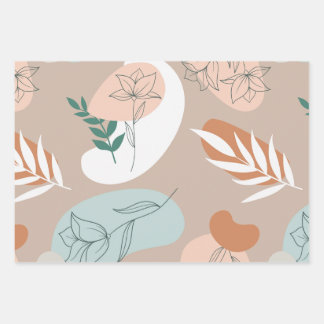 Feuille De Papier Cadeau Abstraite ligne pastel minimale