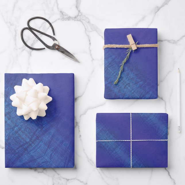 Feuille De Papier Cadeau Acceptation | Motif de Blue Indigo Violet Shibori (Recto)