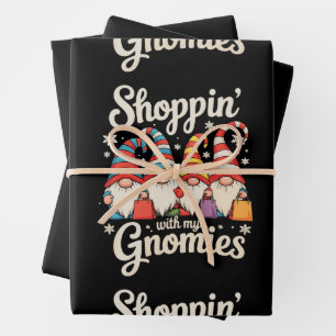 Feuille De Papier Cadeau Achats de Noël avec mes Gnomies Gnome Xmas
