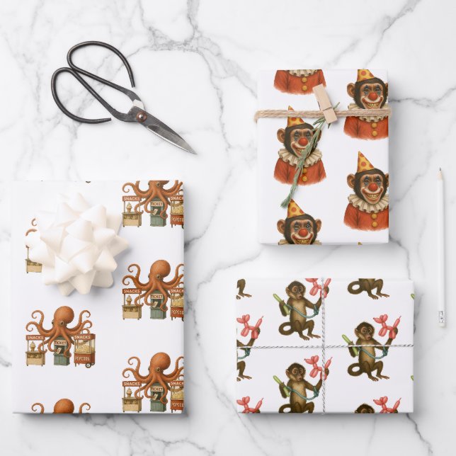Feuille De Papier Cadeau actes du cirque Dingaling Bros (Recto)