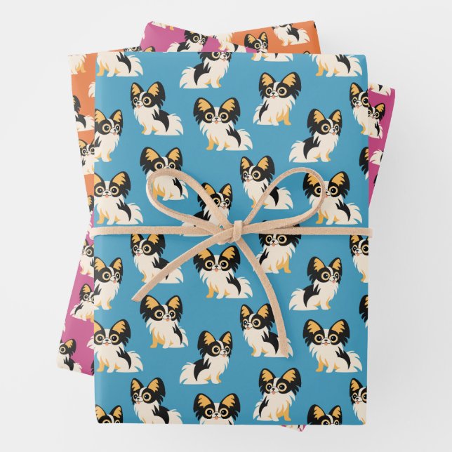 Feuille De Papier Cadeau Adieux Chihuahuas à poil long mignons (En situation)