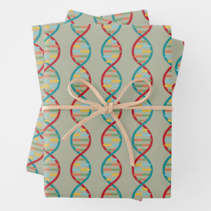 Feuille De Papier Cadeau ​ ADN ​ milieu du siècle Moderne Biologie STEM Gri