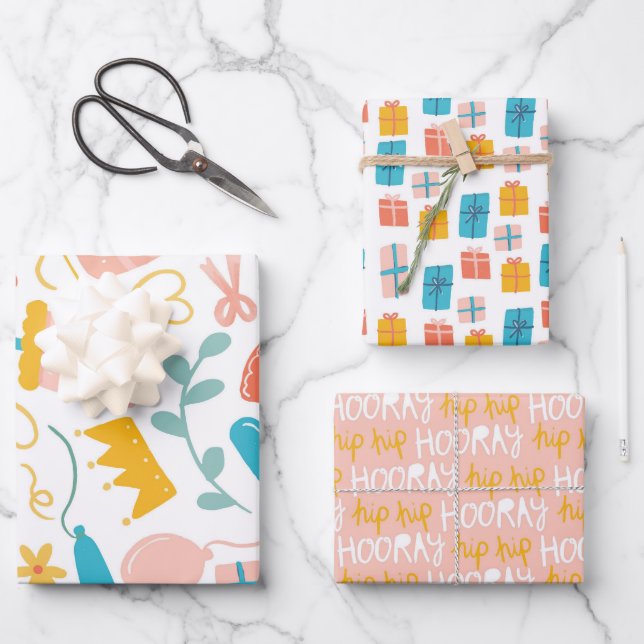 Feuille De Papier Cadeau Adorable Cadeau Hip Hip Hip (Recto)