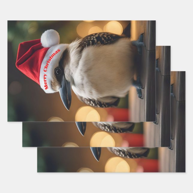 Feuille De Papier Cadeau adorable Noël Kookaburra, (Lot)