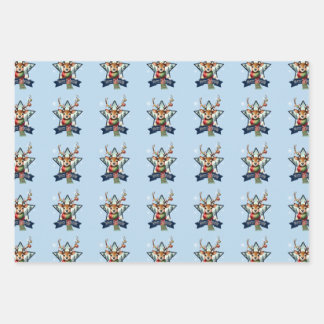 Feuille De Papier Cadeau Adorable Reindeer Noël multipack festif
