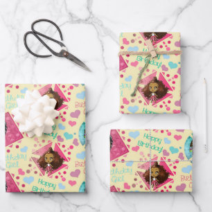 Feuille De Papier Cadeau Africaine Américaine Filles Arrière - plan Jaune