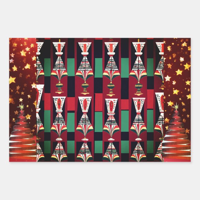 Feuille De Papier Cadeau Afrocentric Christmas sans couture - 19"x 29" - (Devant)