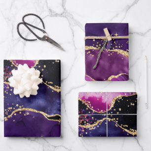 Feuille De Papier Cadeau Agate des séquences de Parties scintillant violet 